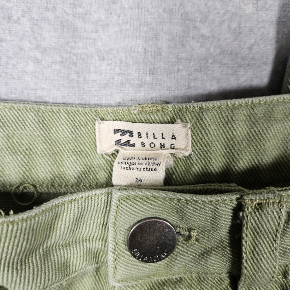Billabong Womens Sage Green Cotton Twill Cargo Carpenter Utility Pants Size 24 - Picture 2 of 5